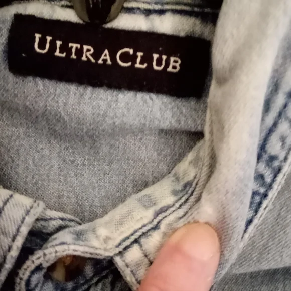 Ultra Club Men's Blue Jean Long Sleeve Button Down Shirt Sz Lg - Picture 4 of 12